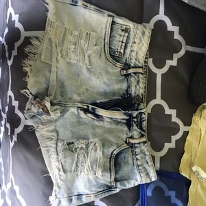 Ripped jean shorts